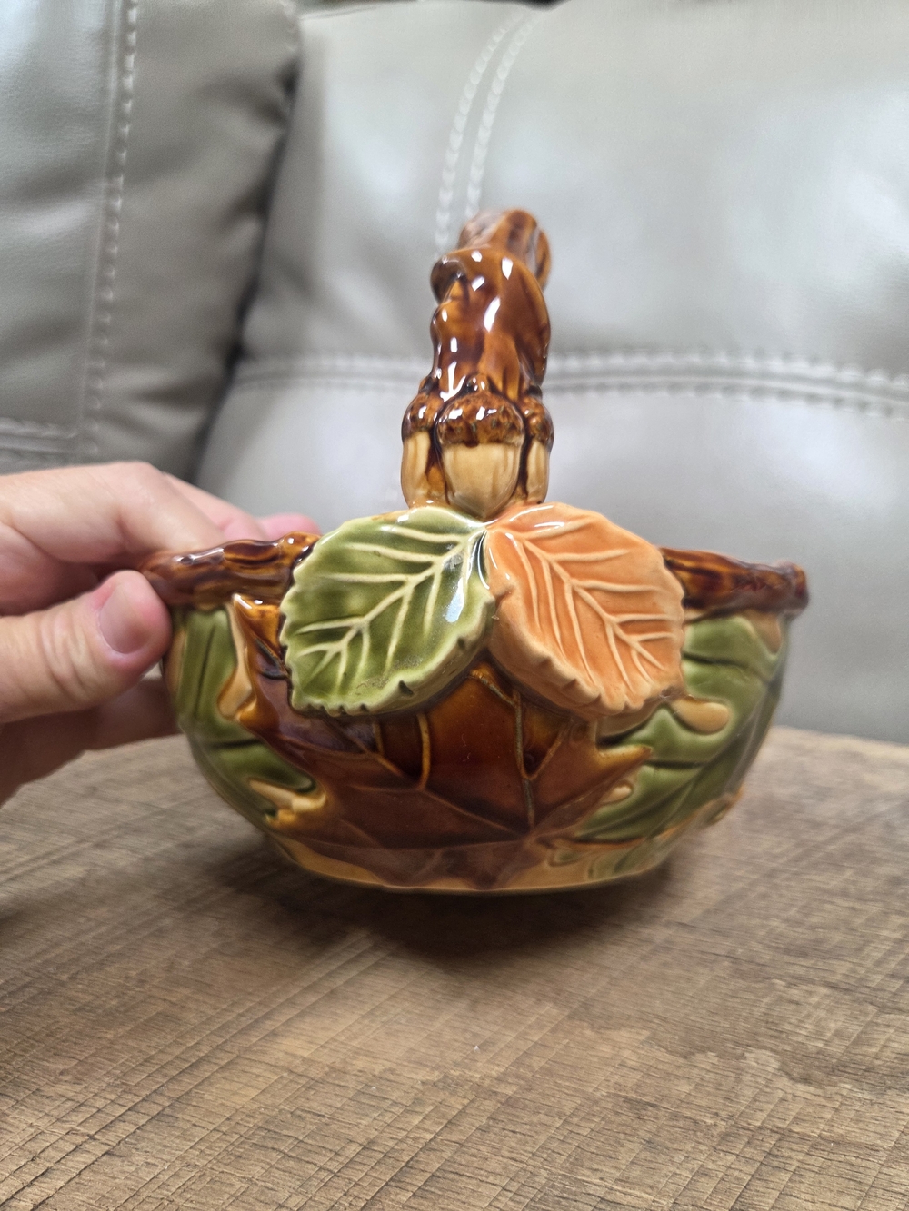 Vintage Retired Kohl's "Harvest" Ceramic Handled Basket ~ Bin 1F
